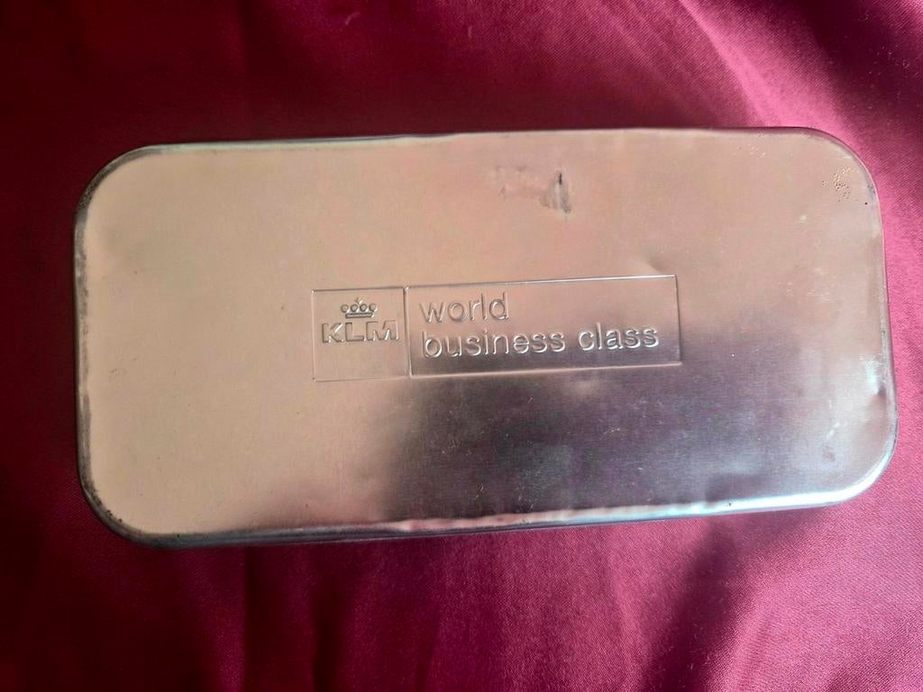 Vintage KLM business class blikken doosje, Ophalen of Verzenden