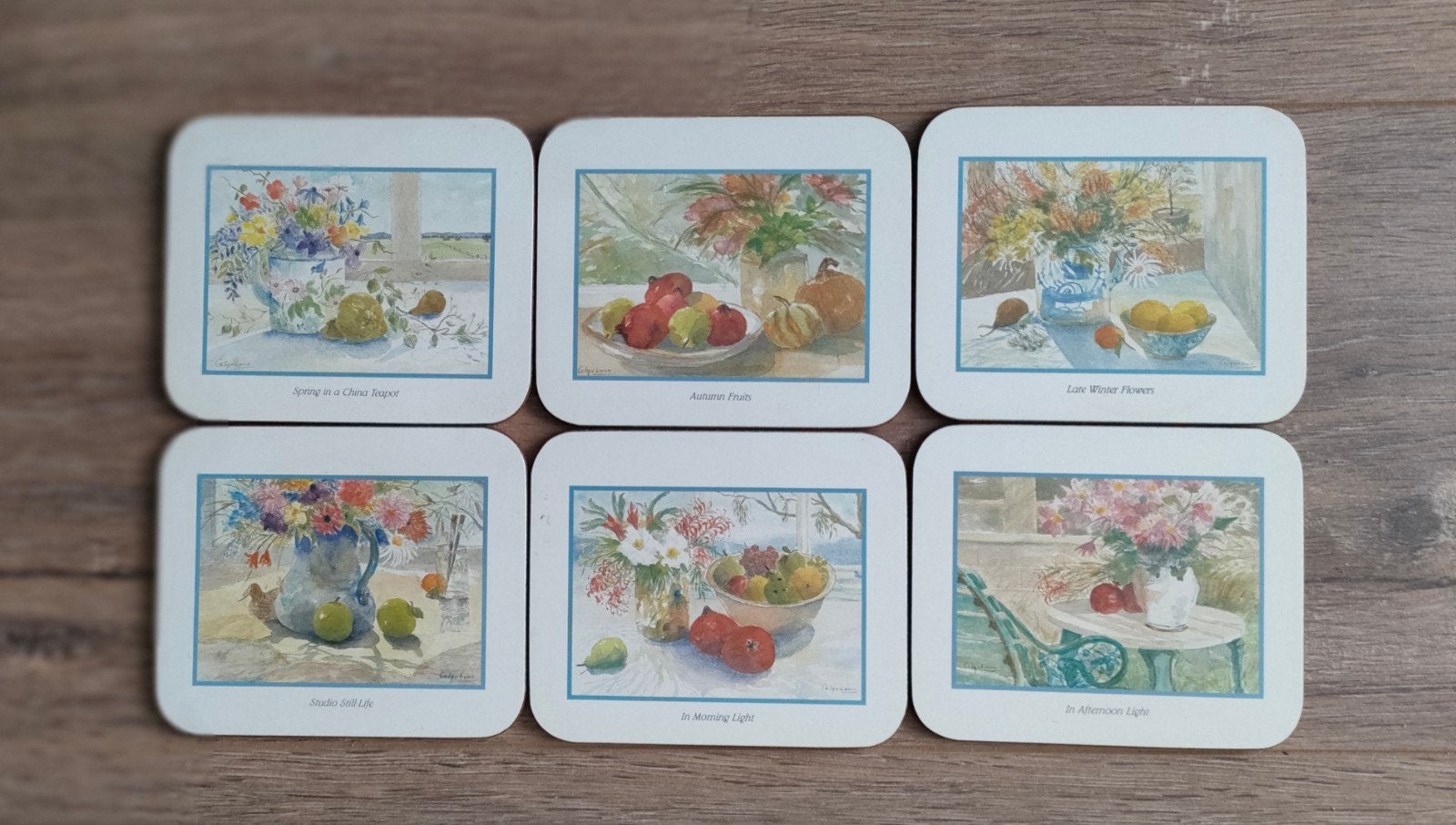 Vintage Cameo Autumn fruits onderzetters 6 st.  in doosje., Ophalen of Verzenden, Nieuw