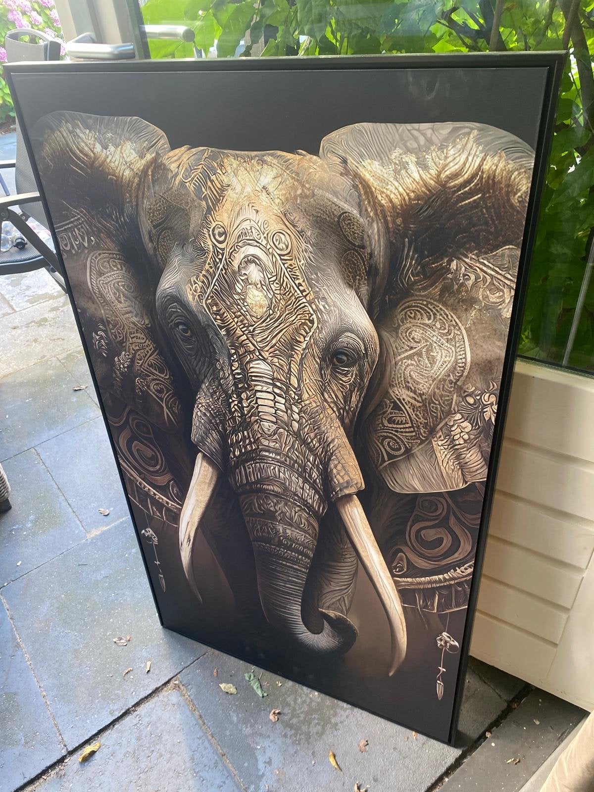 Schilderij canvas poster Olifant, Ophalen, Dieren, Print, Op houten frame