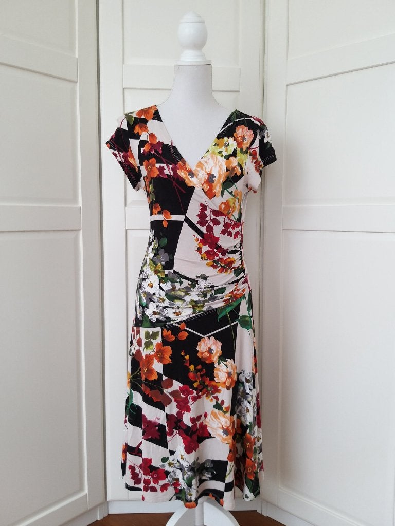Klaes & Myra's witte stretchy floral print jurk, maat 40 M, Maat 38/40 (M), Wit, Ophalen of Verzenden, Gedragen