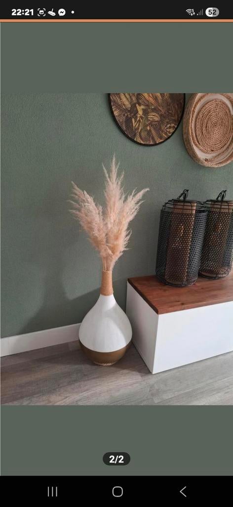 Stalen vaas 60 cm met pluimen - naar wens te spuiten, Ophalen, Overige materialen, Overige kleuren, 50 tot 75 cm