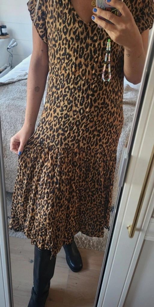 Zara asymmetrische leopard jurk maat L, Maat 38/40 (M), Bruin, Zara, Ophalen of Verzenden