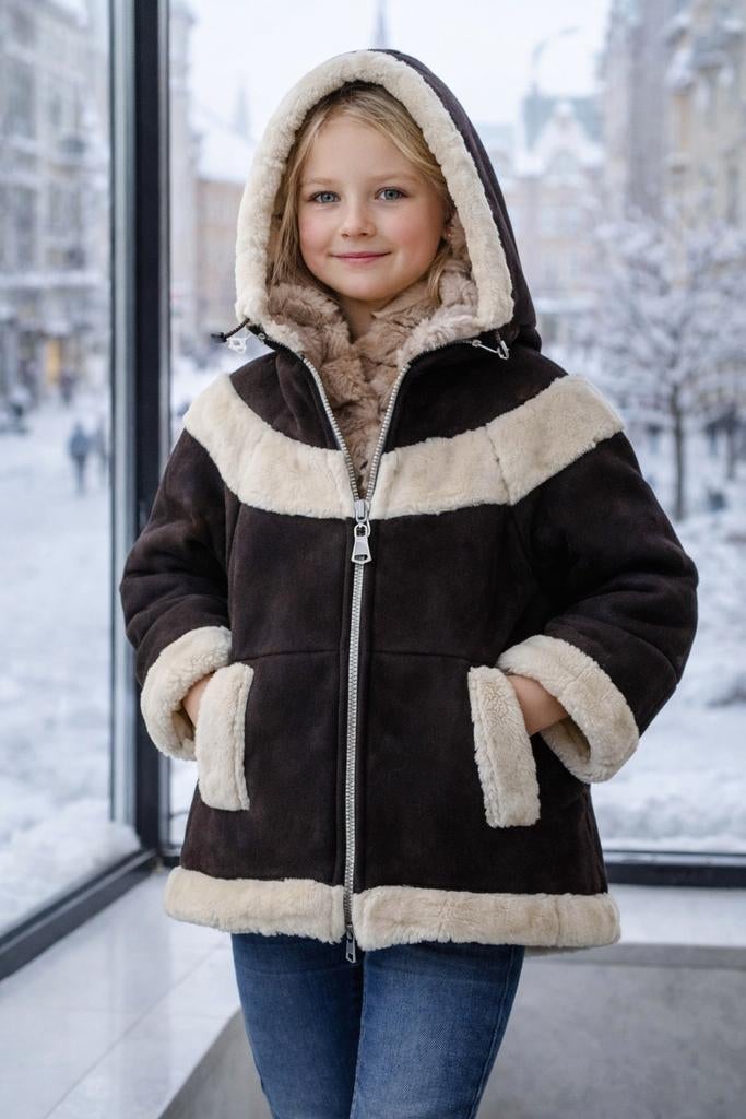 Schapenleer echte bont #bontjas #kinderjasje, Kleding | Dames, Jassen | Winter, Ophalen of Verzenden, Zo goed als nieuw, Bruin