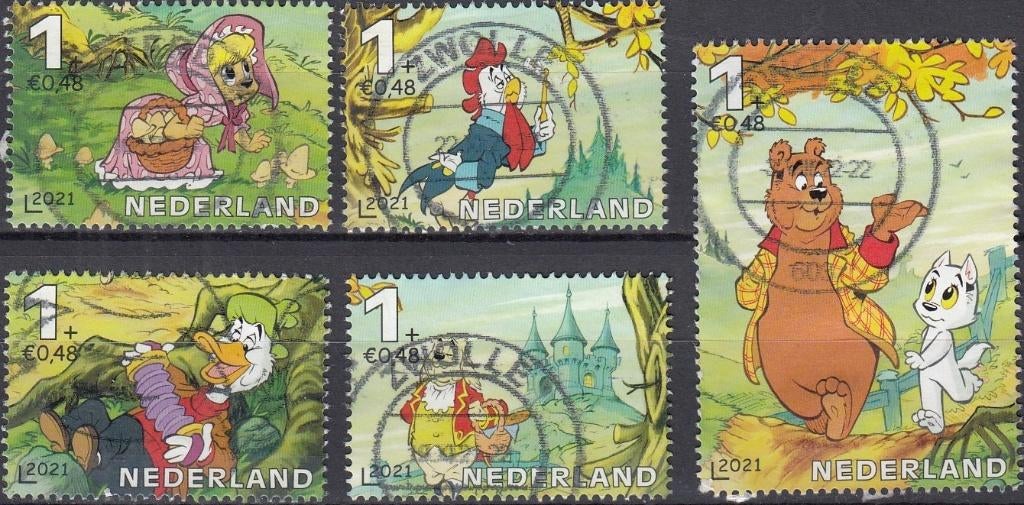 Nederland -10-45- 2021- Kinderzegels- Tom Poes 80 Jaar- G, Verzenden, Na 1940, Gestempeld