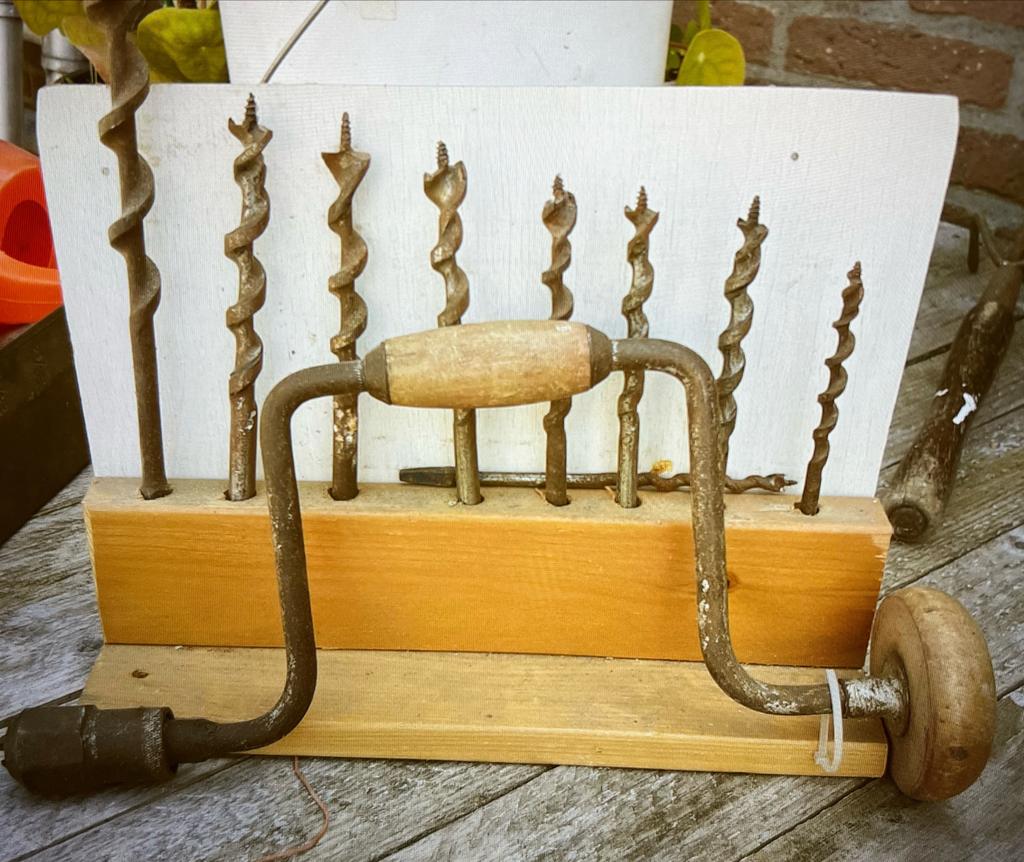 Antieke handboor met borenset, Ophalen of Verzenden