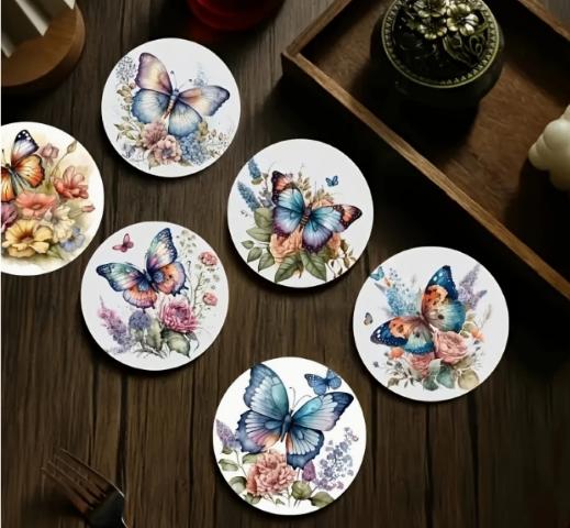 Onderzetters met Vlinder afbeeldingen, Ophalen of Verzenden, Nieuw, Glas of Kopje