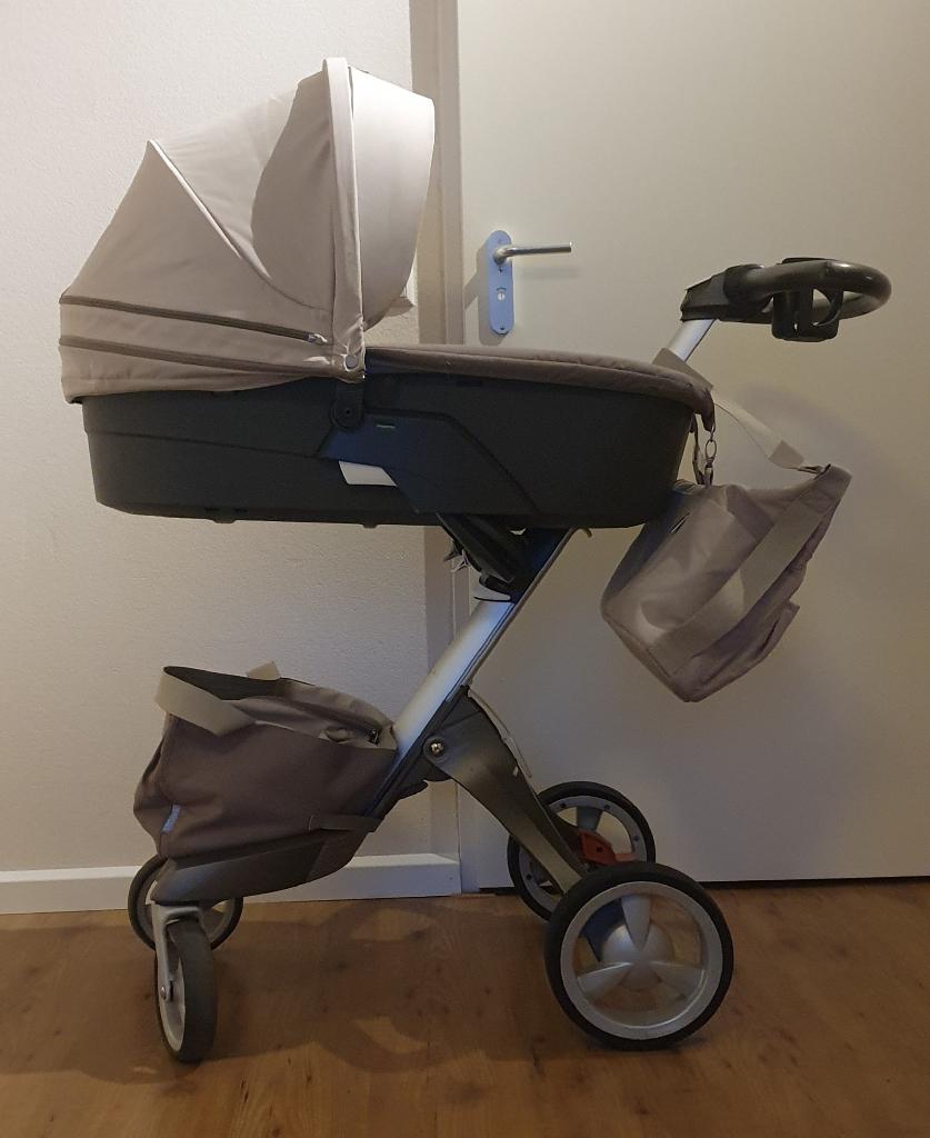 Stokke Xplory kinderwagen + reiswieg + autostoel., Gebruikt, Combiwagen, Verstelbare duwstang, Ophalen