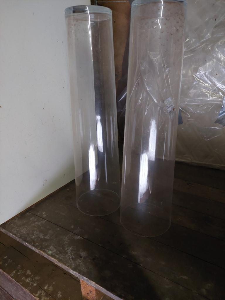 2 stuks glazen cilinders / vazen, Ophalen of Verzenden