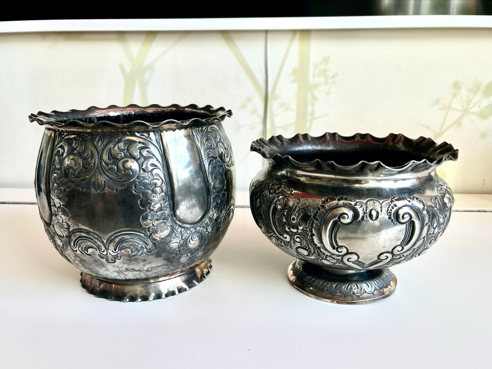 Set van 2 antieke potten in Victoriaanse stijl., Ophalen of Verzenden