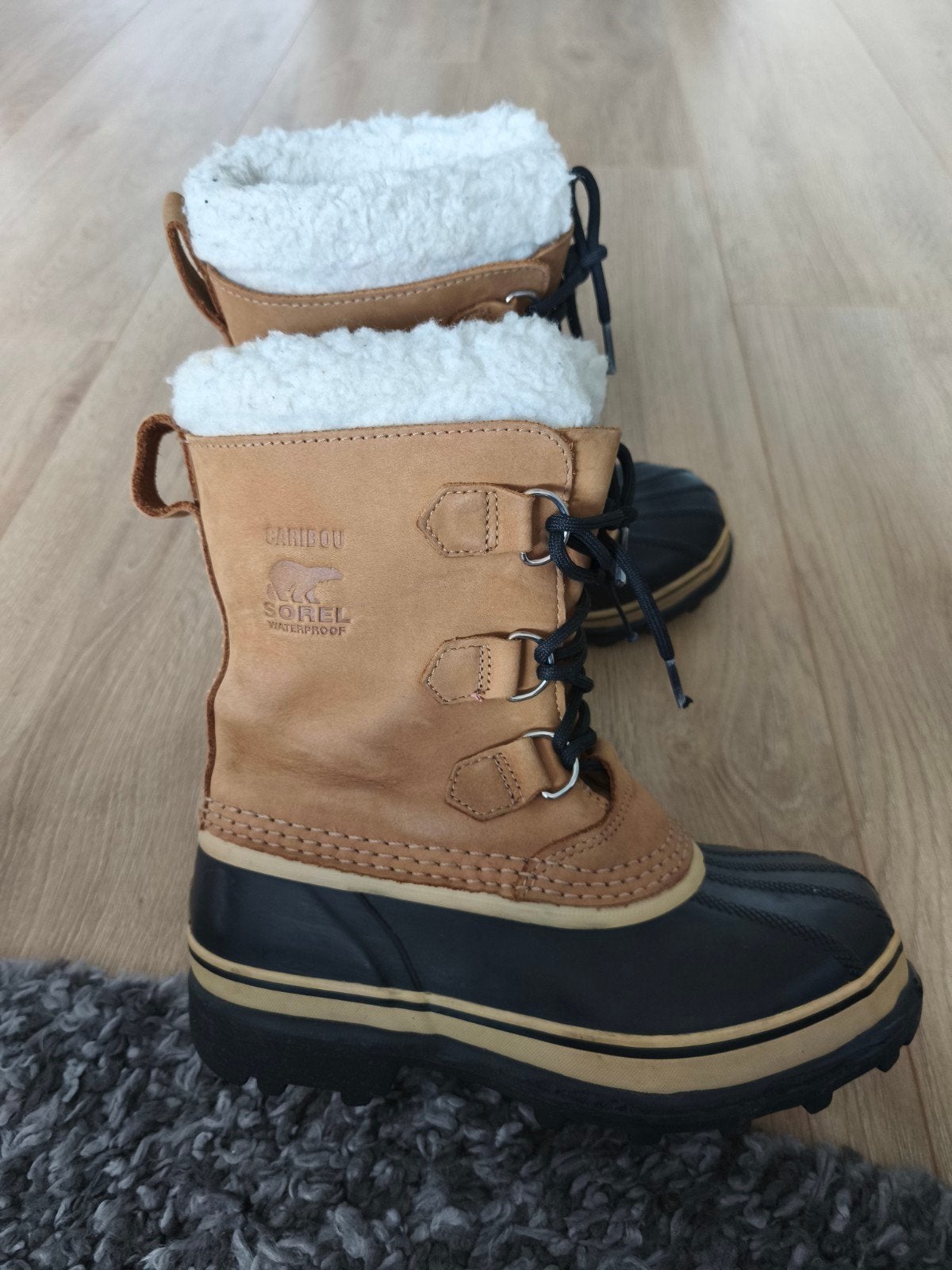 Sorel Caribou - Snowboots camel zwart - mt 35, Verzenden, Jongen of Meisje, Sorel, Laarzen