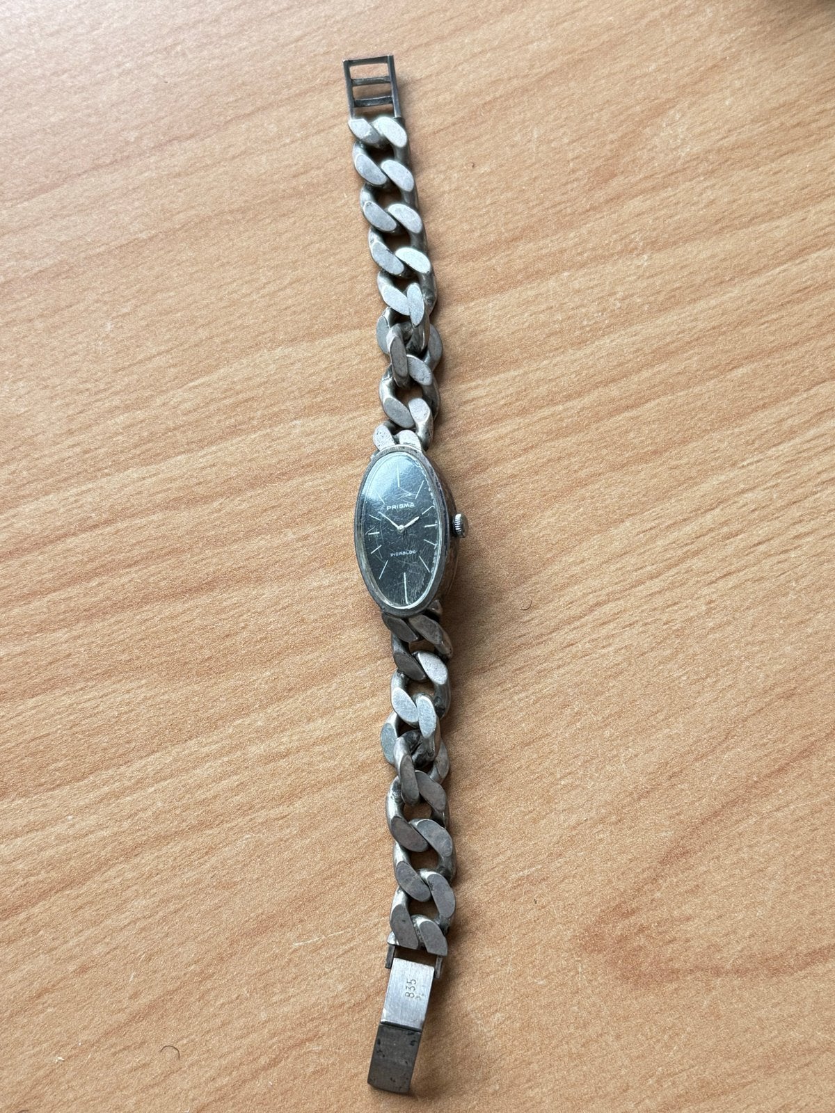 Vintage Prisma dameshorloge, zilver, jaren '60, Overige merken, Met bandje, Verzenden, Polshorloge