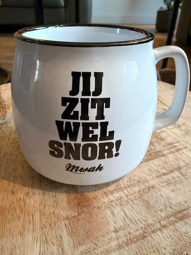 Gusta mok 350 ml | jij zit wel snor, Overige typen, Ophalen of Verzenden, Zo goed als nieuw, Metaal
