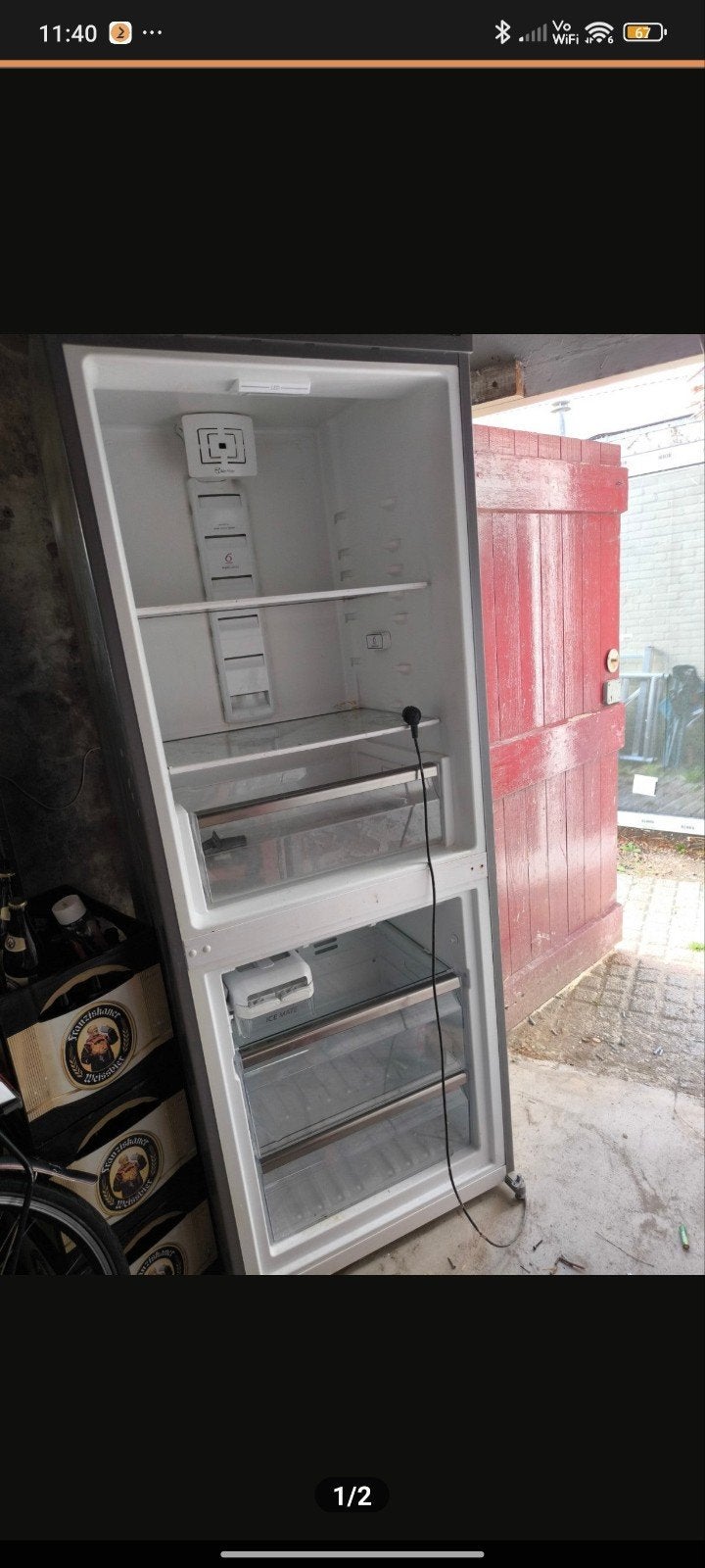Gratis Whirlpool koelkast - Ideaal voor schuur of verbouwing, Gebruikt, 200 liter of meer, 60 cm of meer, Met aparte vriezer