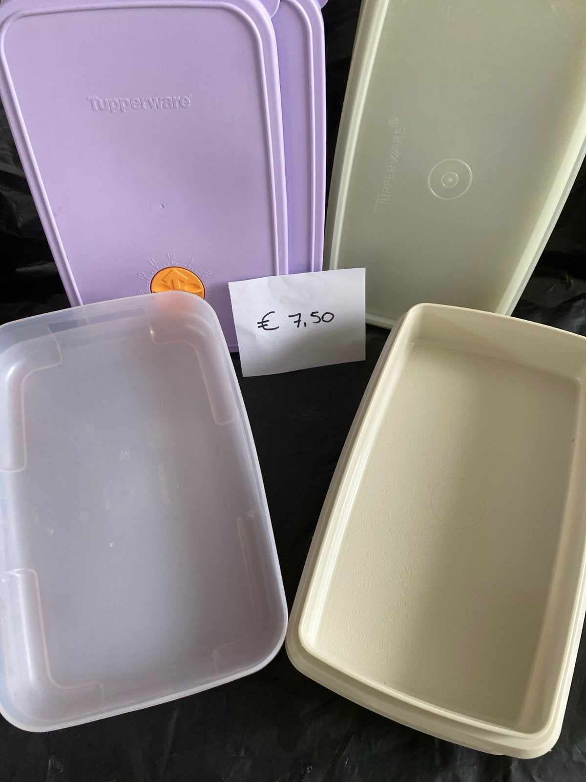 Tupperware vleeswaren doosjes 550 ml - set van 4, Huis en Inrichting, Keuken | Tupperware, Gebruikt, Bewaardoos, Paars, Luchtdicht