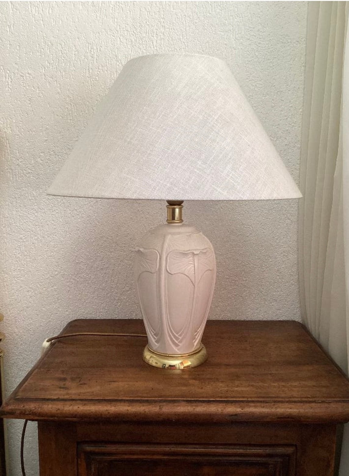 Set van twee lampen, Ophalen, Keramiek, Met kap, Wit