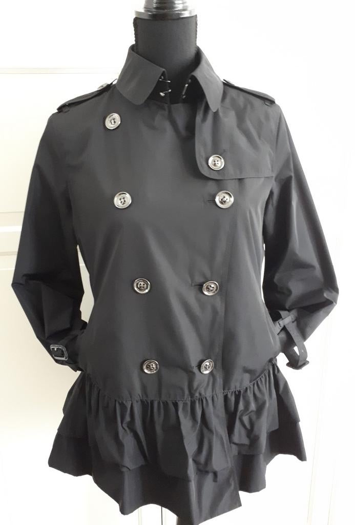 BURBERRY zwarte peplum trenchcoat UK12 (38) Als NIEUW, Kleding | Dames, Jassen | Zomer, Verzenden, Zo goed als nieuw, Maat 38/40 (M)