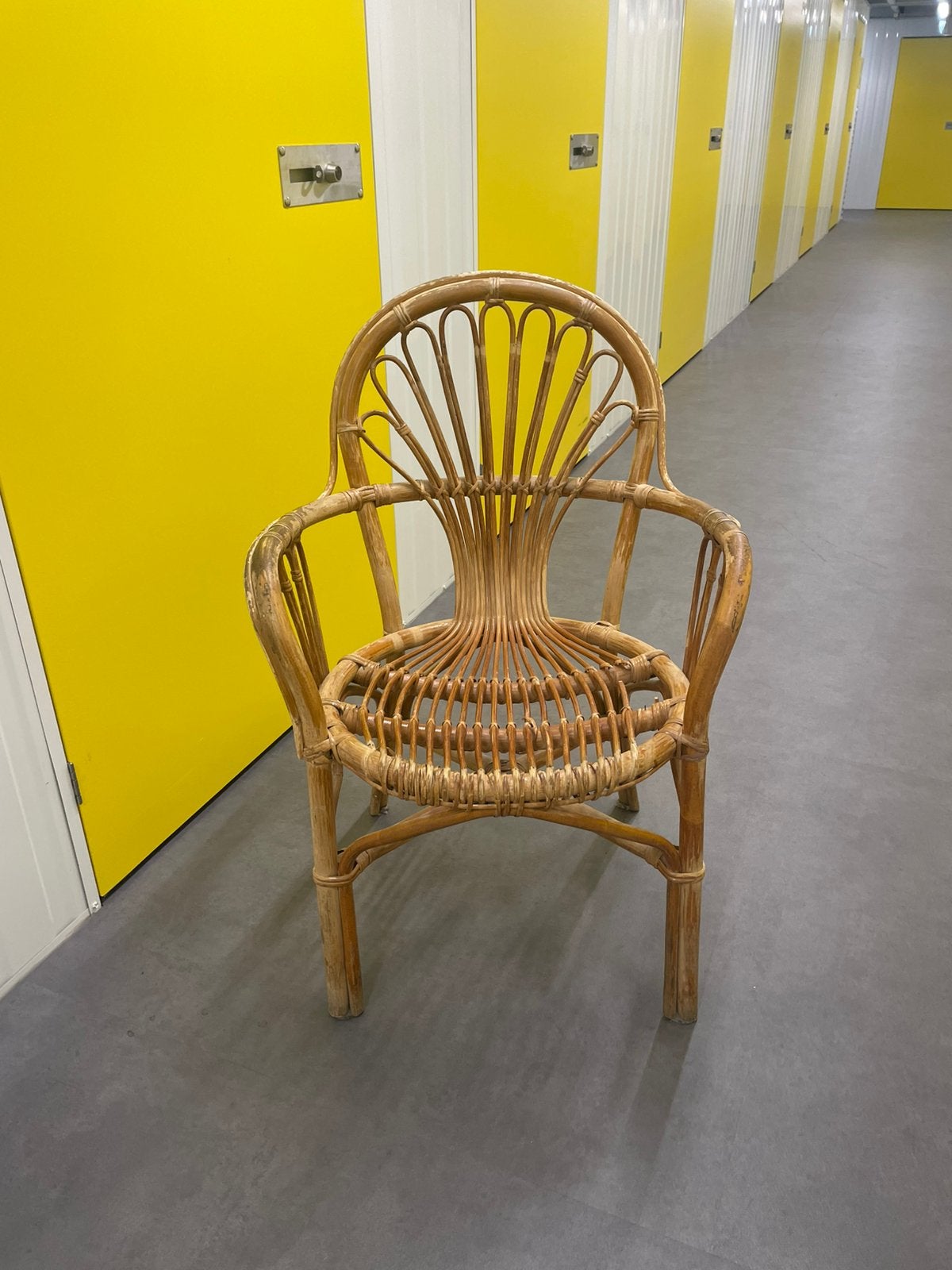 Rotan / bamboe stoel, Ophalen, Zo goed als nieuw, Bruin, Eén