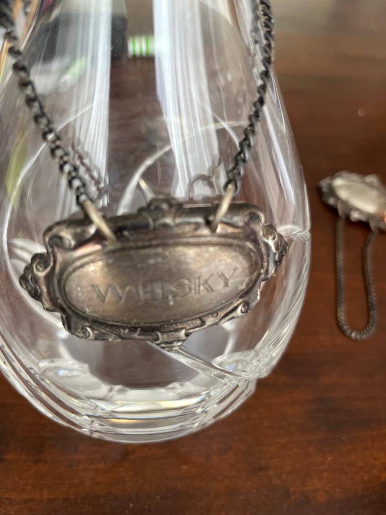 Verzilverde dranken hangers Cognac, Whisky, Genever, Sherry, Antiek en Kunst, Ophalen of Verzenden