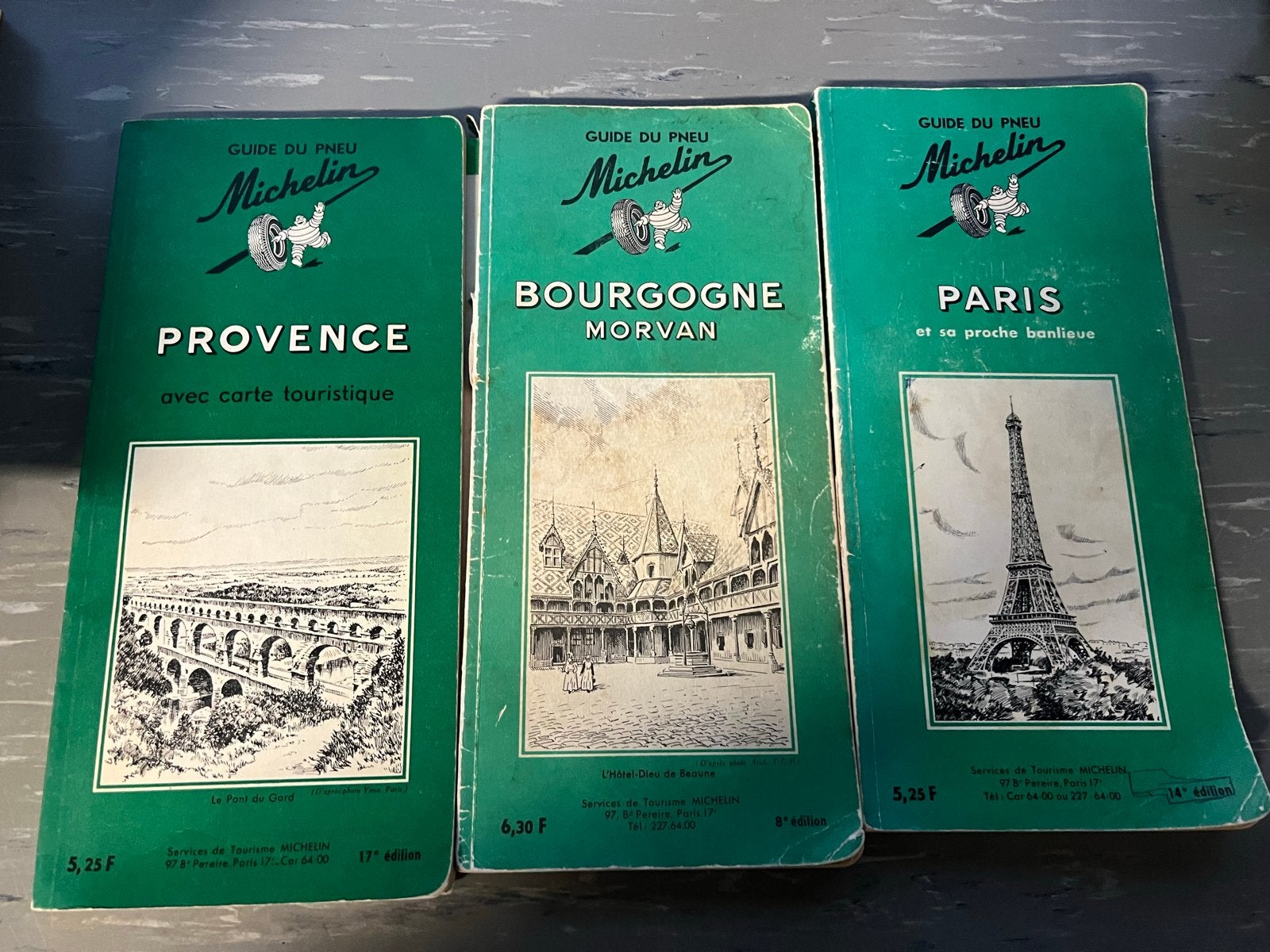 Vintage Michelin reisgidsen: Provence, Bourgogne, Parijs, Gelezen, Michelin, Europa, Ophalen of Verzenden