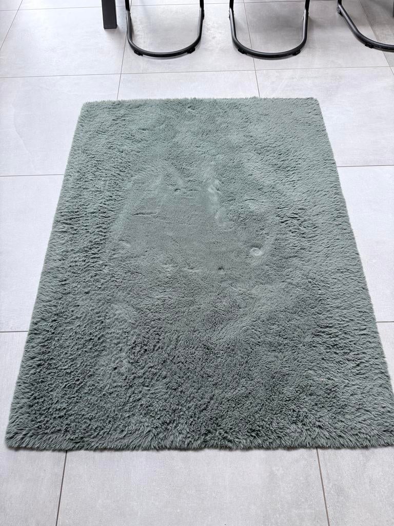 Groen rechthoekig vloerkleed - warm en zacht (1.6x1.2m), Ophalen, 100 tot 150 cm, Zo goed als nieuw, 150 tot 200 cm