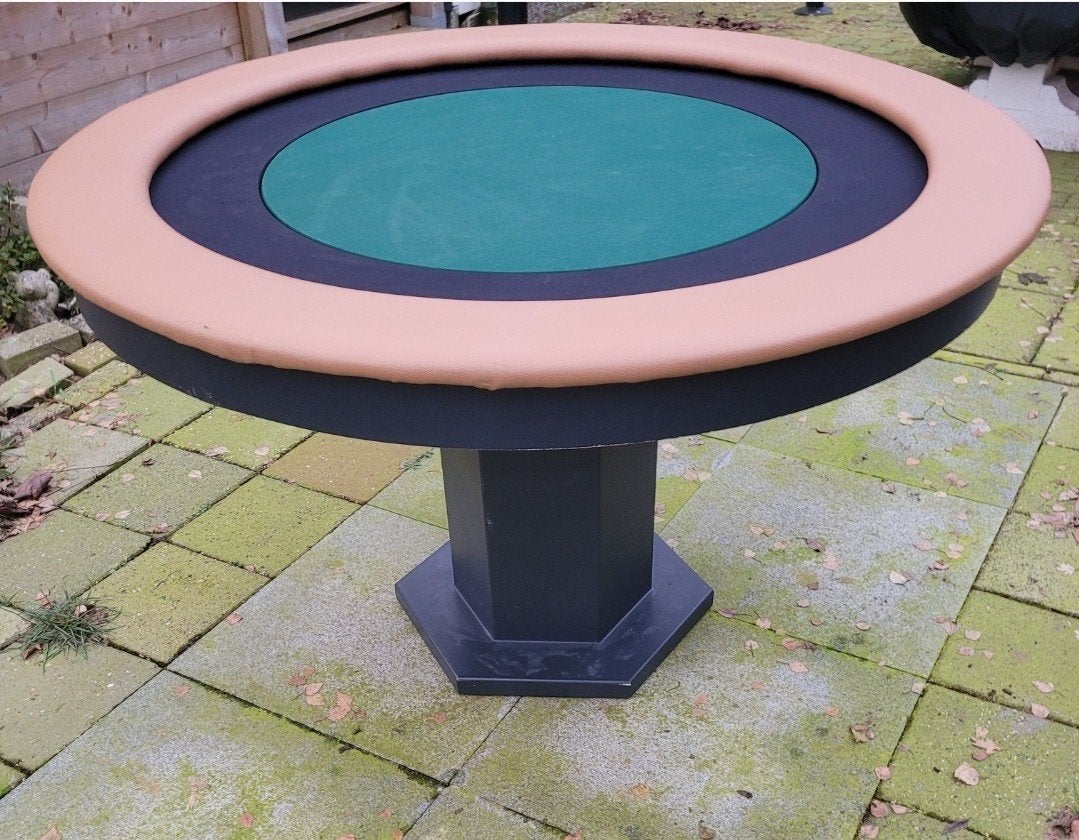 Luxe ronde pokertafel met op maat gemaakt tafelblad! Poker!, Vijf spelers of meer, Ophalen of Verzenden, Zo goed als nieuw