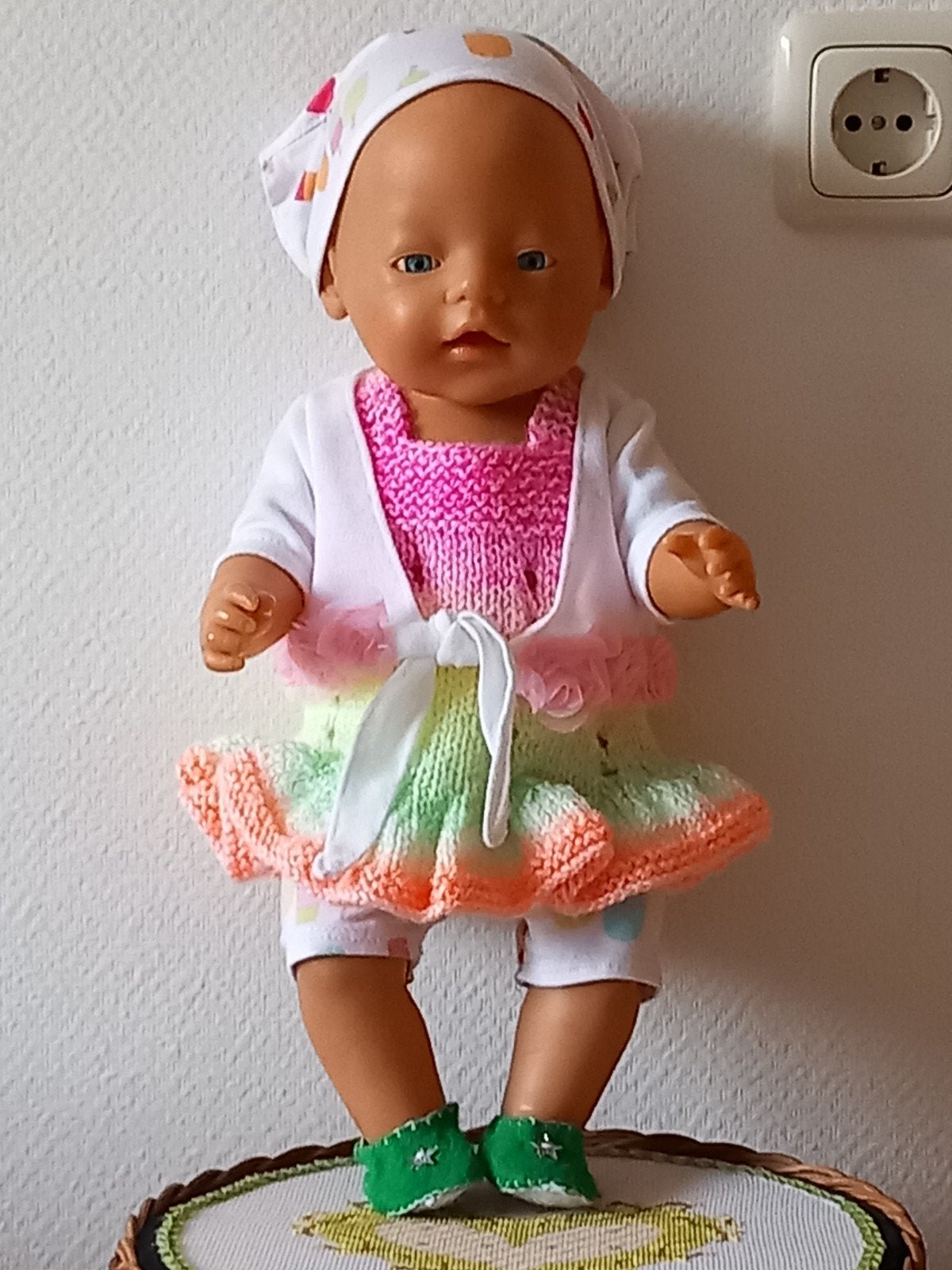 Zelfgemaakte poppenkleertjes voor pop 43 cm 5 delig., Ophalen of Verzenden, Nieuw, Babypop