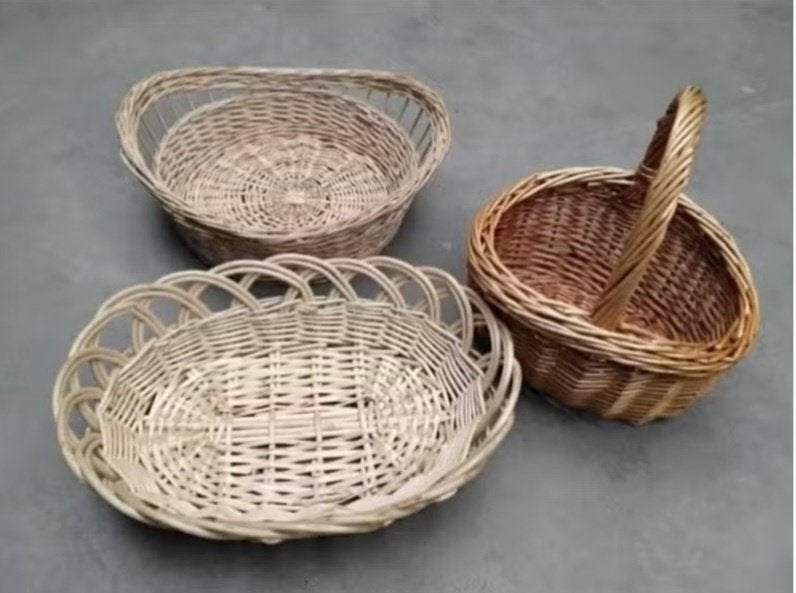 Rieten mandjes 3 stuks, Ophalen, Mand, Zo goed als nieuw, Riet