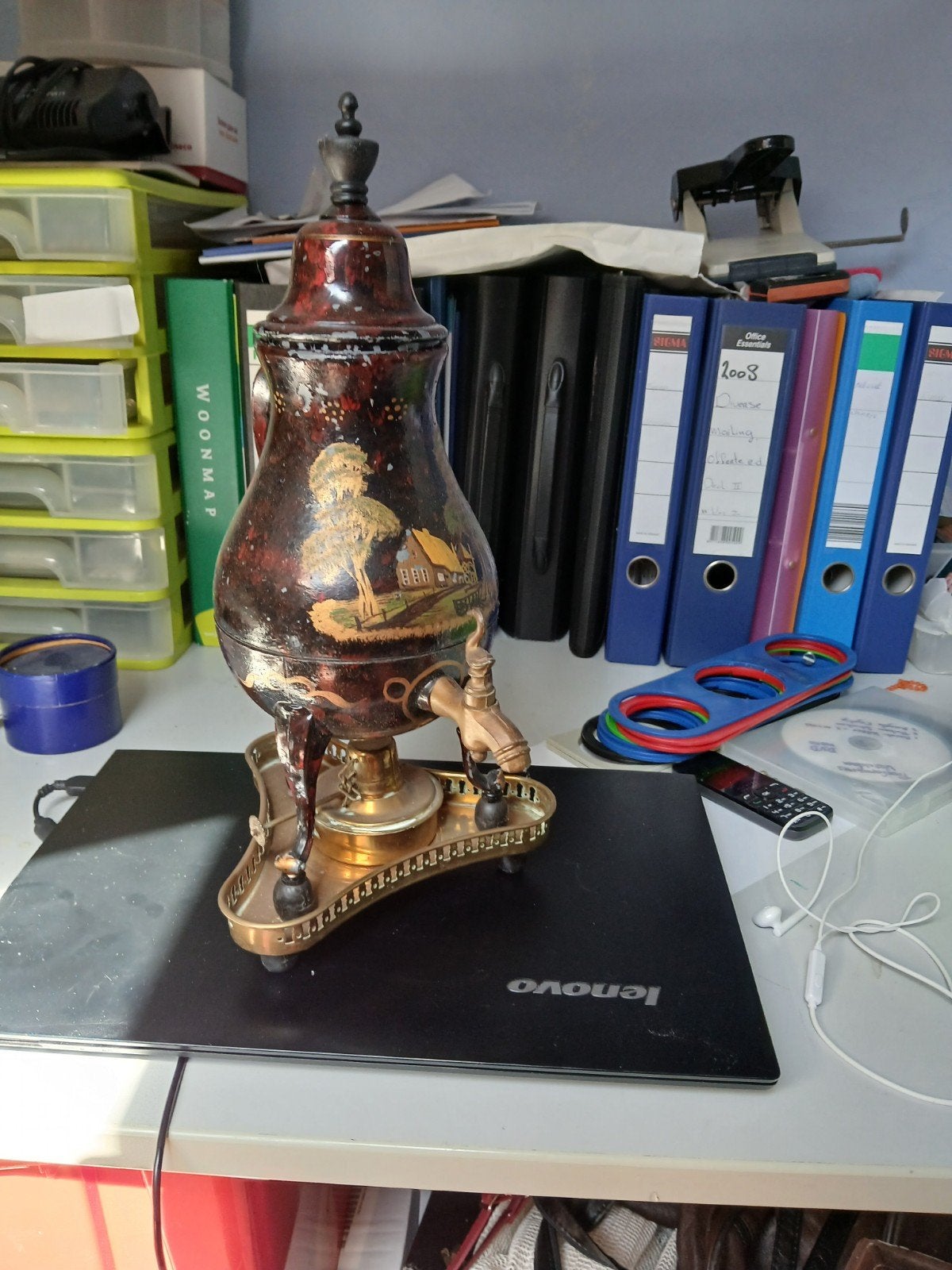 Antieke Samovar met Schilderwerk en Kraan, Ophalen of Verzenden