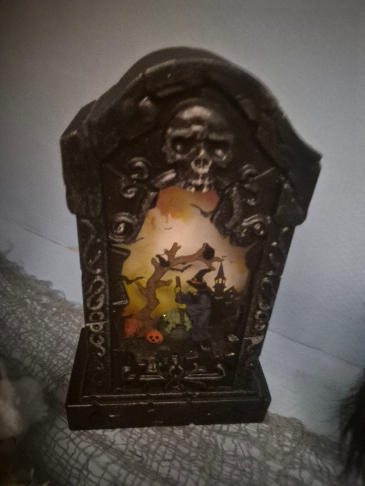 halloween grafsteen met licht, Ophalen of Verzenden, Zo goed als nieuw, Versiering, Halloween of Griezel
