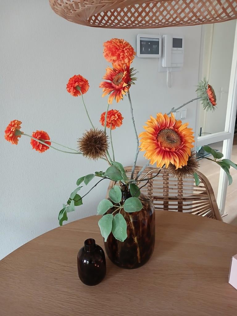 Boeket kunstbloemen takken oranje, Binnen, 70 cm, Verzenden, Zo goed als nieuw