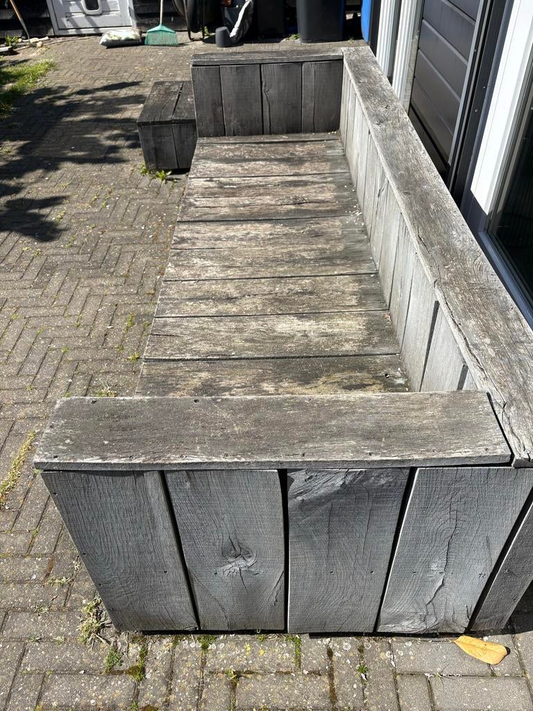 Robuuste houten tuinbank - Gebruikt, Tuin en Terras, Tuinbanken, Ophalen, Gebruikt, Hout