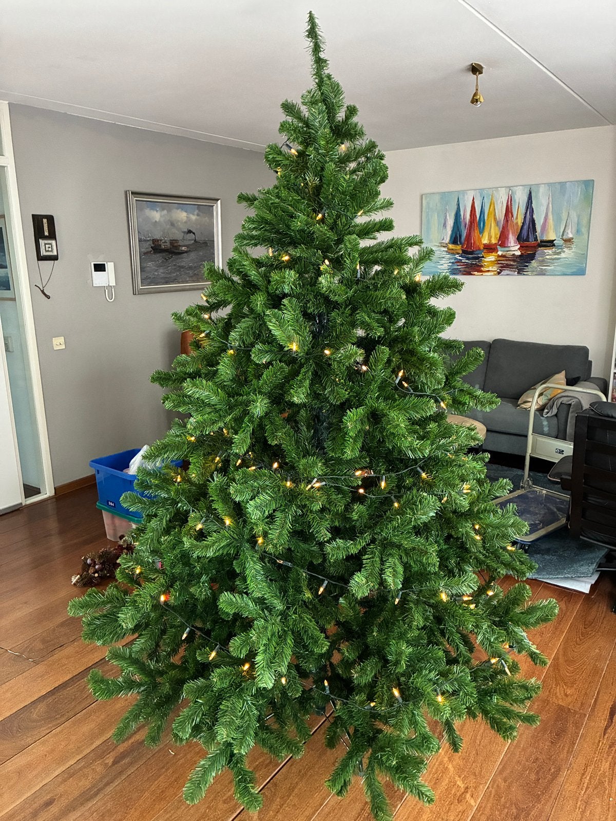 Kunst kerstboom met verlichting en ballen, Diversen, Ophalen, Zo goed als nieuw