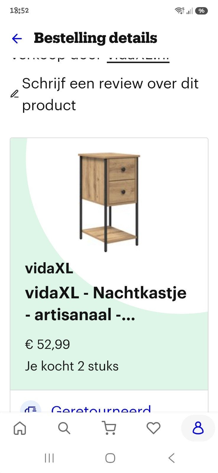 vidaXL Nachtkastje Artisanaal - Houten Bijzettafel, Huis en Inrichting, Ophalen, Nieuw, Hout, 45 tot 65 cm