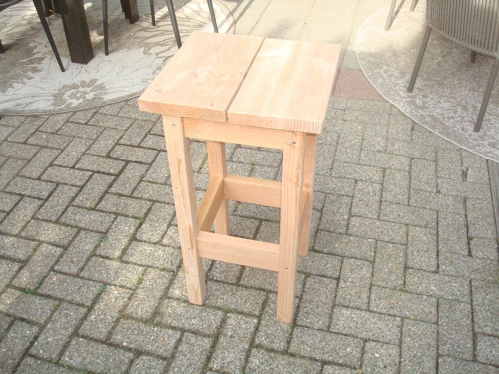 2 Douglashouten barkrukken, Ophalen, Met voetsteun, 60 tot 90 cm, Nieuw