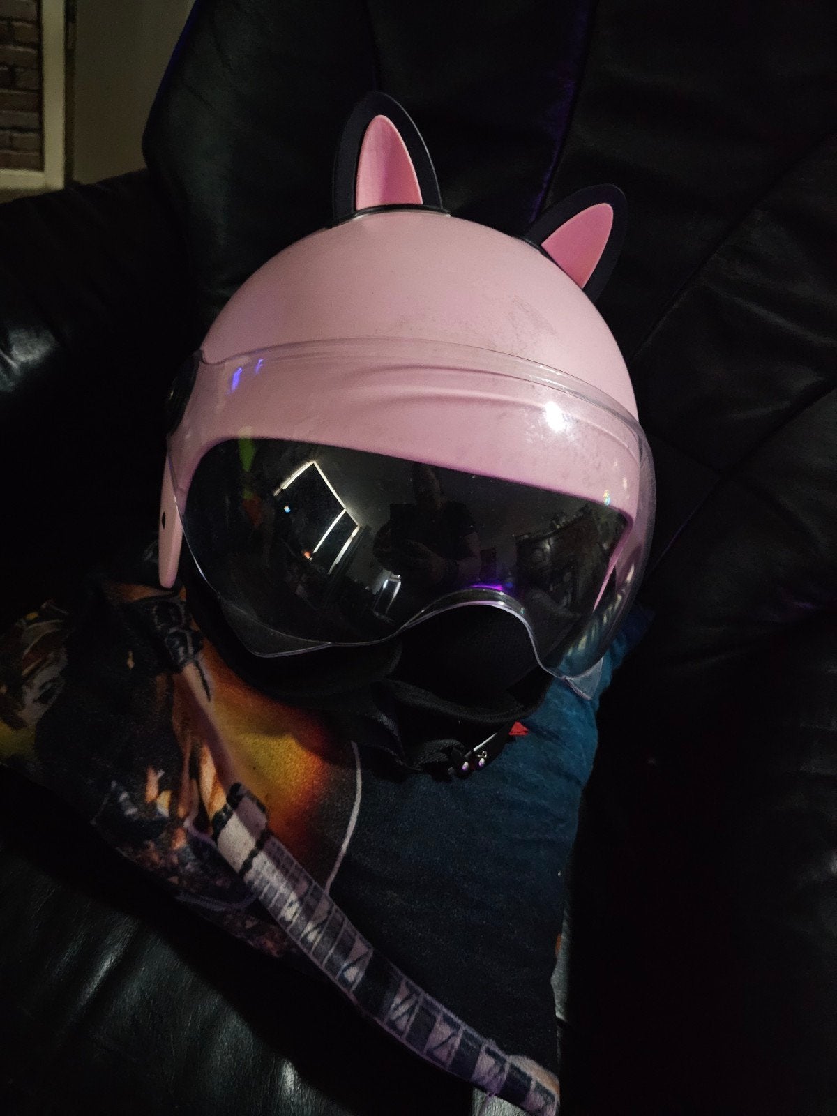 Roze Vinz scooterhelm met kattenoren - Maat XS, Fietsen en Brommers, Ophalen of Verzenden, Gebruikt, Extra small of kleiner, Vinz