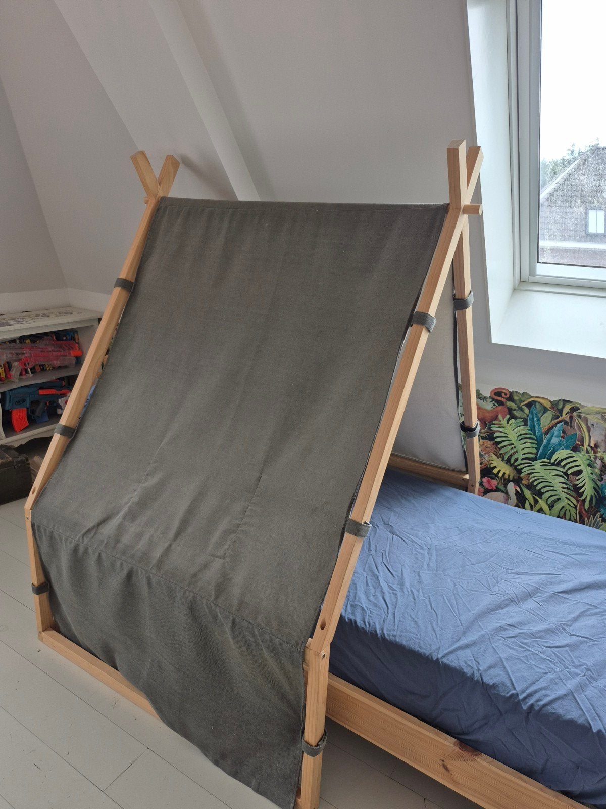 IKEA Tarva bed + bedtent + lattenbodem - grenen kinderbed, 85 tot 100 cm, Gebruikt, 180 cm of meer, Ophalen
