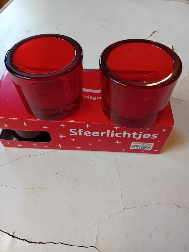 2x2 waxinelichtjes van glas., Ophalen of Verzenden, Overige materialen