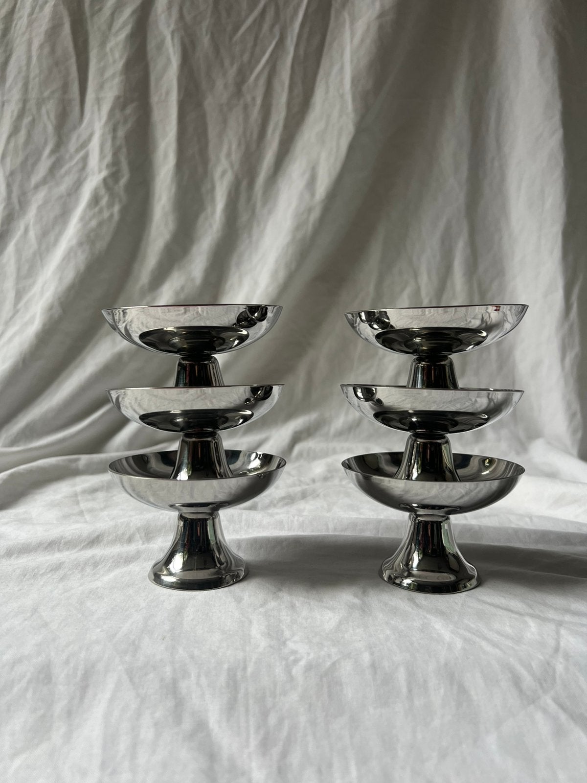 Vintage Franse RVS ijscoupes Guy Degrenne inox bistrostijl, Huis en Inrichting, Ophalen, Metaal, Vintage, Kom(men)