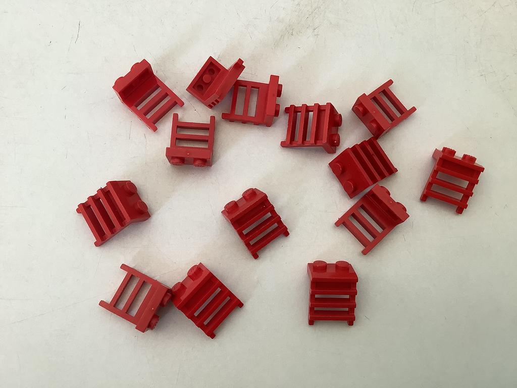 Lego plaat aangepast 1x2 met ladder rood, Ophalen of Verzenden, Gebruikt, Losse stenen, Lego
