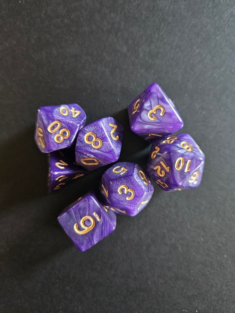 D&D Dobbelstenen Set Paars d100, d20, d12, d10, d8, d6, d4, Hobby en Vrije tijd, Gezelschapsspellen | Bordspellen, Nieuw, Ophalen of Verzenden