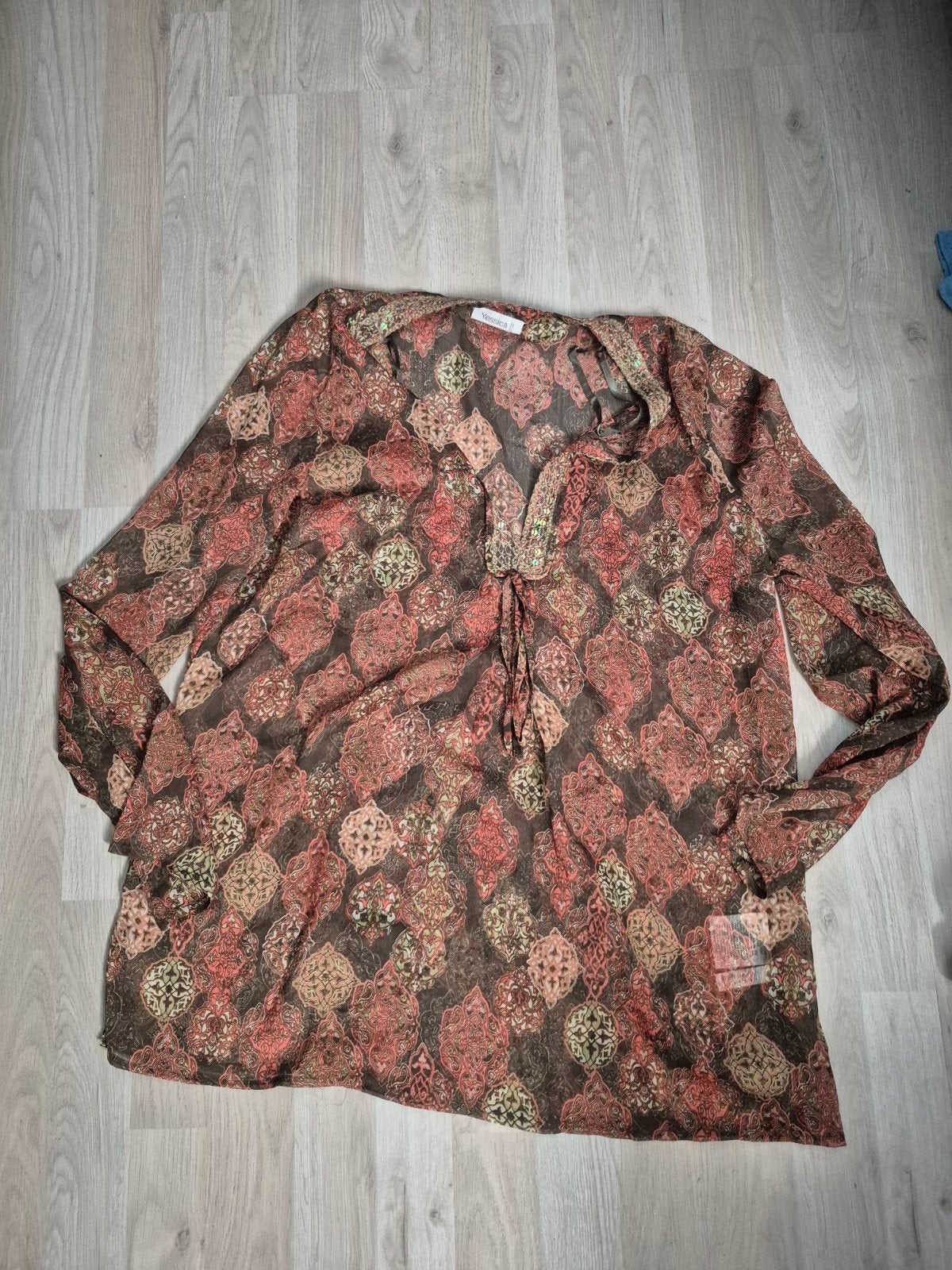 Mooie blouse met print, maat XL,, Kleding | Dames, Meerkleurig, Maat 46/48 (XL) of groter, Ophalen of Verzenden, Lange mouw