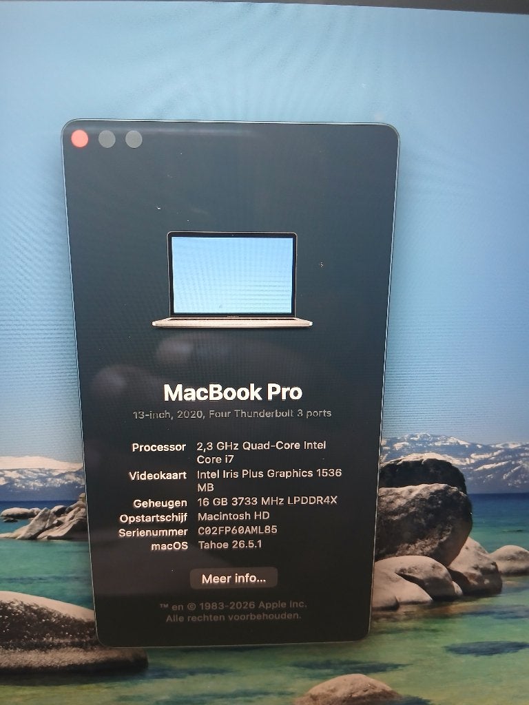 Macbook 2020, Ophalen, 13 inch, MacBook Pro, Minder dan 2 Ghz