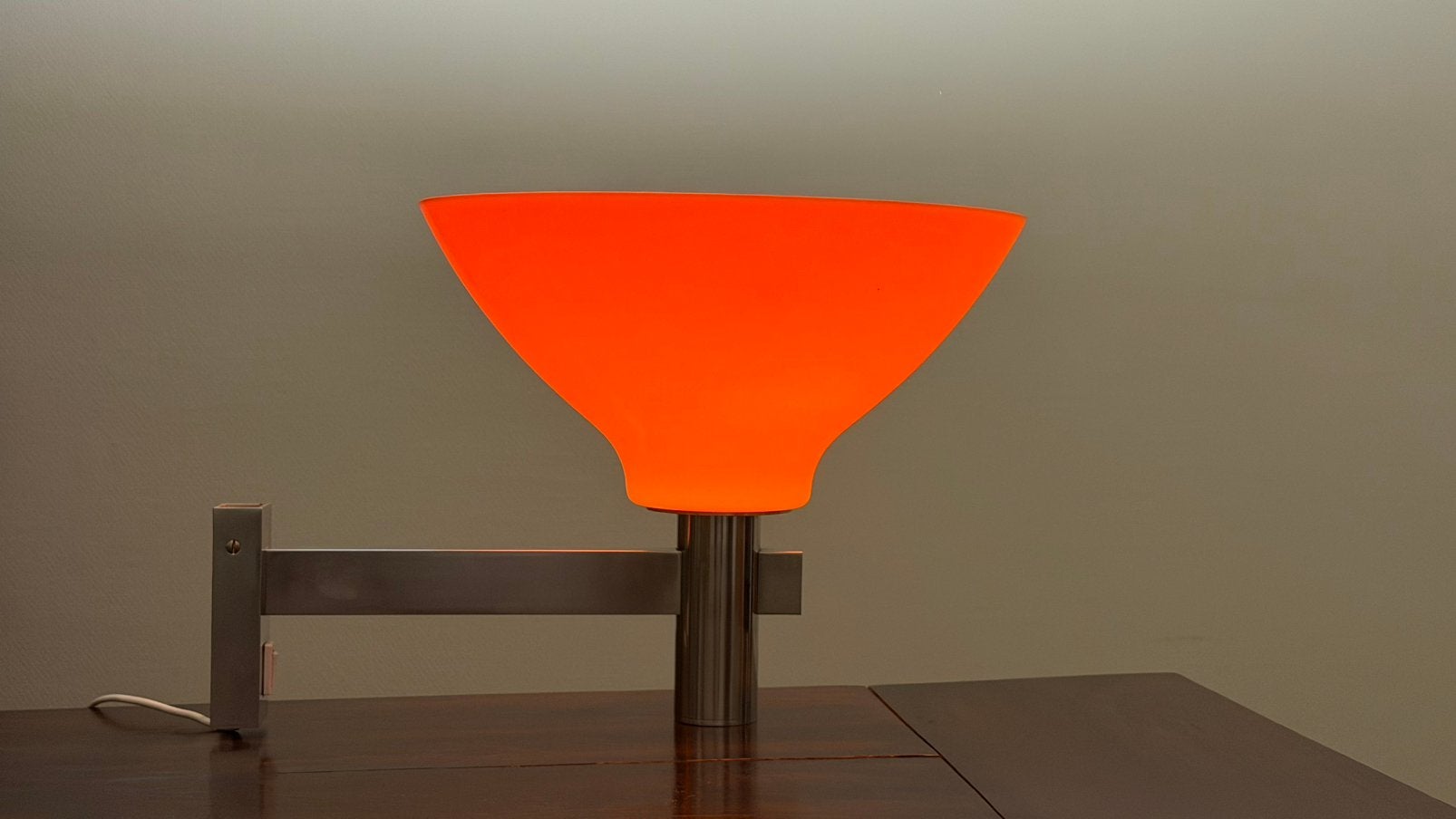 Vintage lamp wandlamp jaren ‘70, Kunststof, Gebruikt, Oranje, E27 (groot)