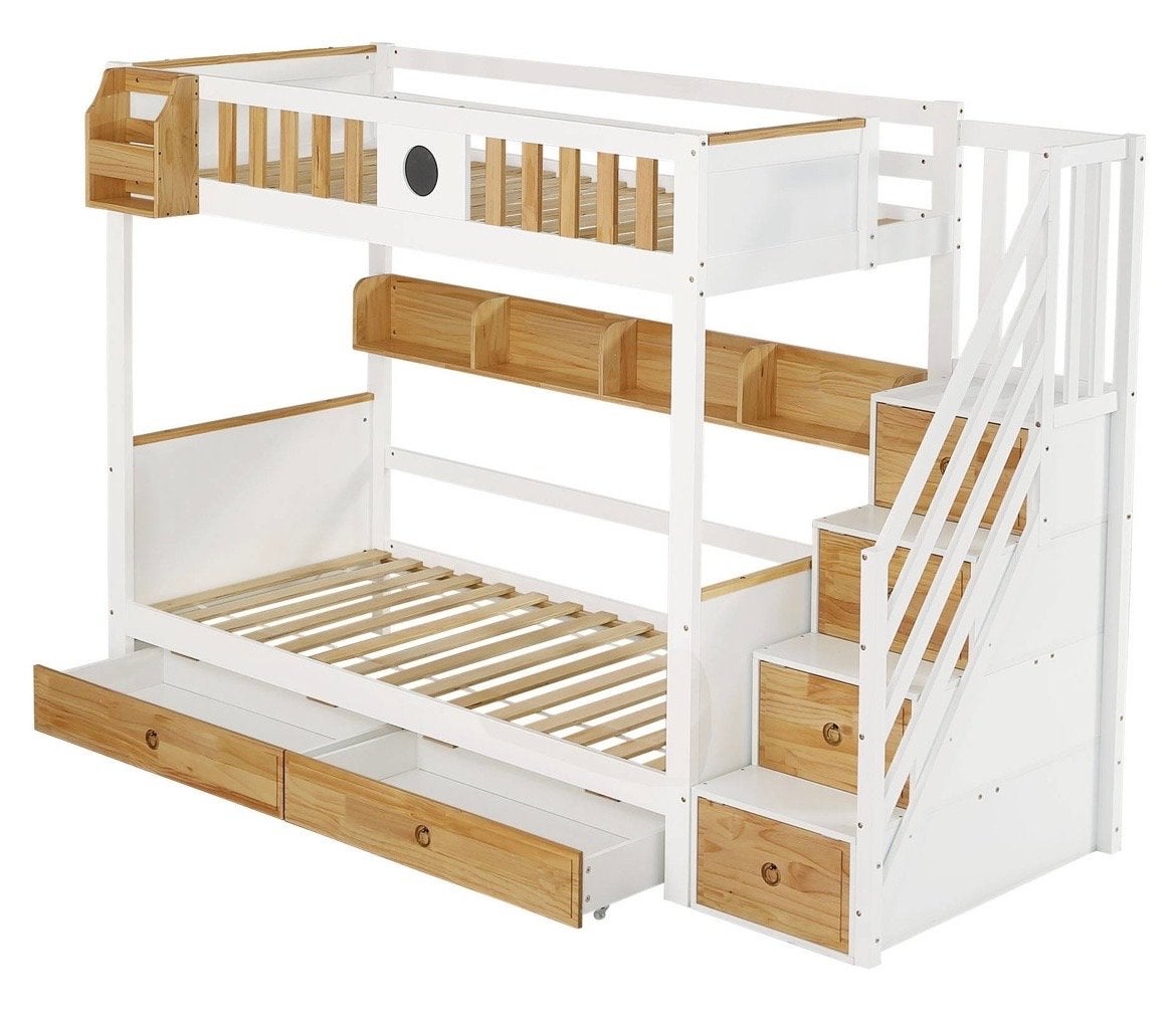 Zo goed als nieuw Stapelbed Wit/Hout, Huis en Inrichting, Slaapkamer | Stapelbedden en Hoogslapers, Ophalen, 90 cm, 160 tot 180 cm