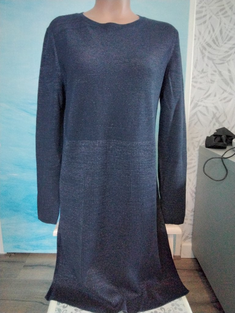 Donkerblauwe jurk Street One maat 38 met glitters, Maat 38/40 (M), Blauw, Street One, Ophalen of Verzenden