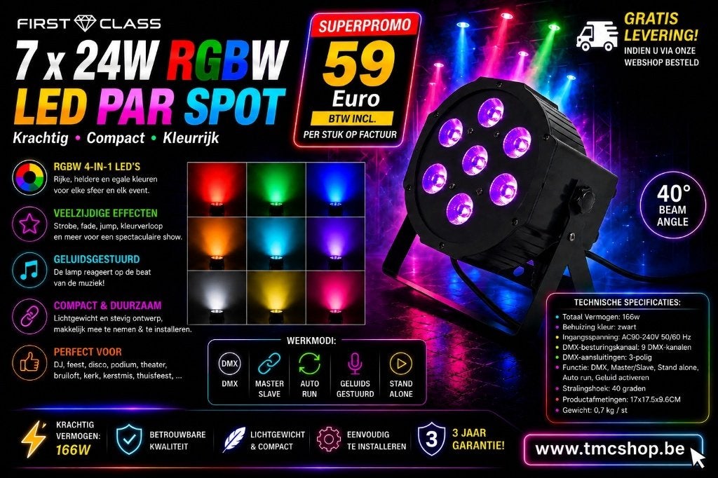Nieuwe FIRST CLASS 50W COB LED PAR, Ophalen of Verzenden, Nieuw, Licht, Geluidgestuurd