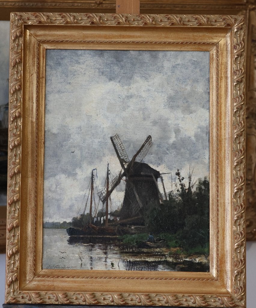 Petrus Paulus Schiedges jr.(1860-1922), schilderij kunst, Antiek en Kunst, Nederlandse school, Doek, Bijzondere lijst, Ophalen of Verzenden