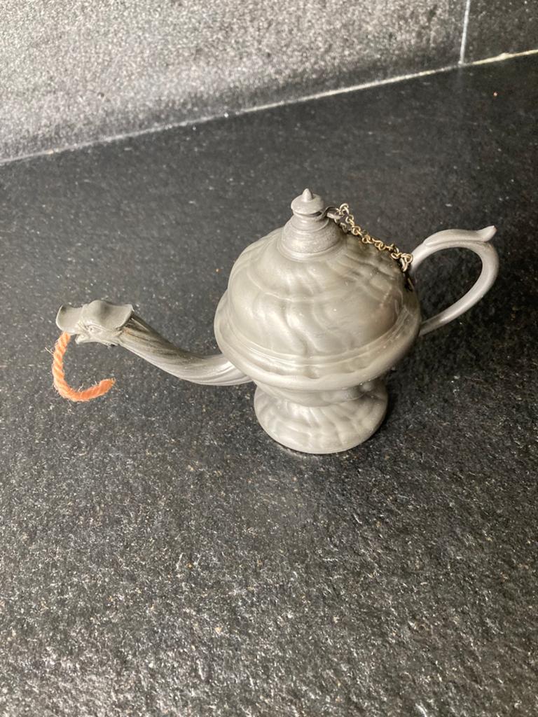 Tinnen olielampje, Antiek en Kunst, Ophalen of Verzenden