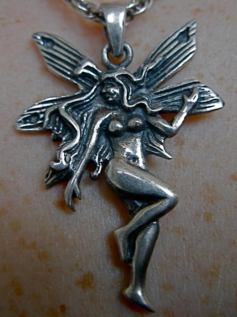 Zilveren 925 zilver grote kettinghanger van een elf / elfje, Verzenden, Nieuw, Zilver, Zilver