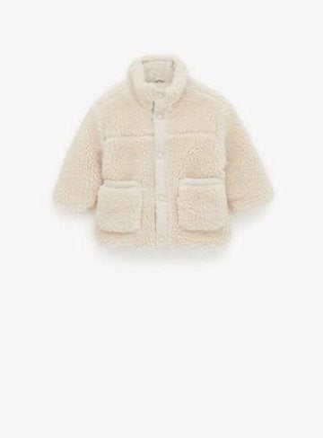 Baby teddy jas met zakken ecru winterjas vest top maat 86, Ophalen of Verzenden, Zo goed als nieuw, Jongetje of Meisje, Jasje